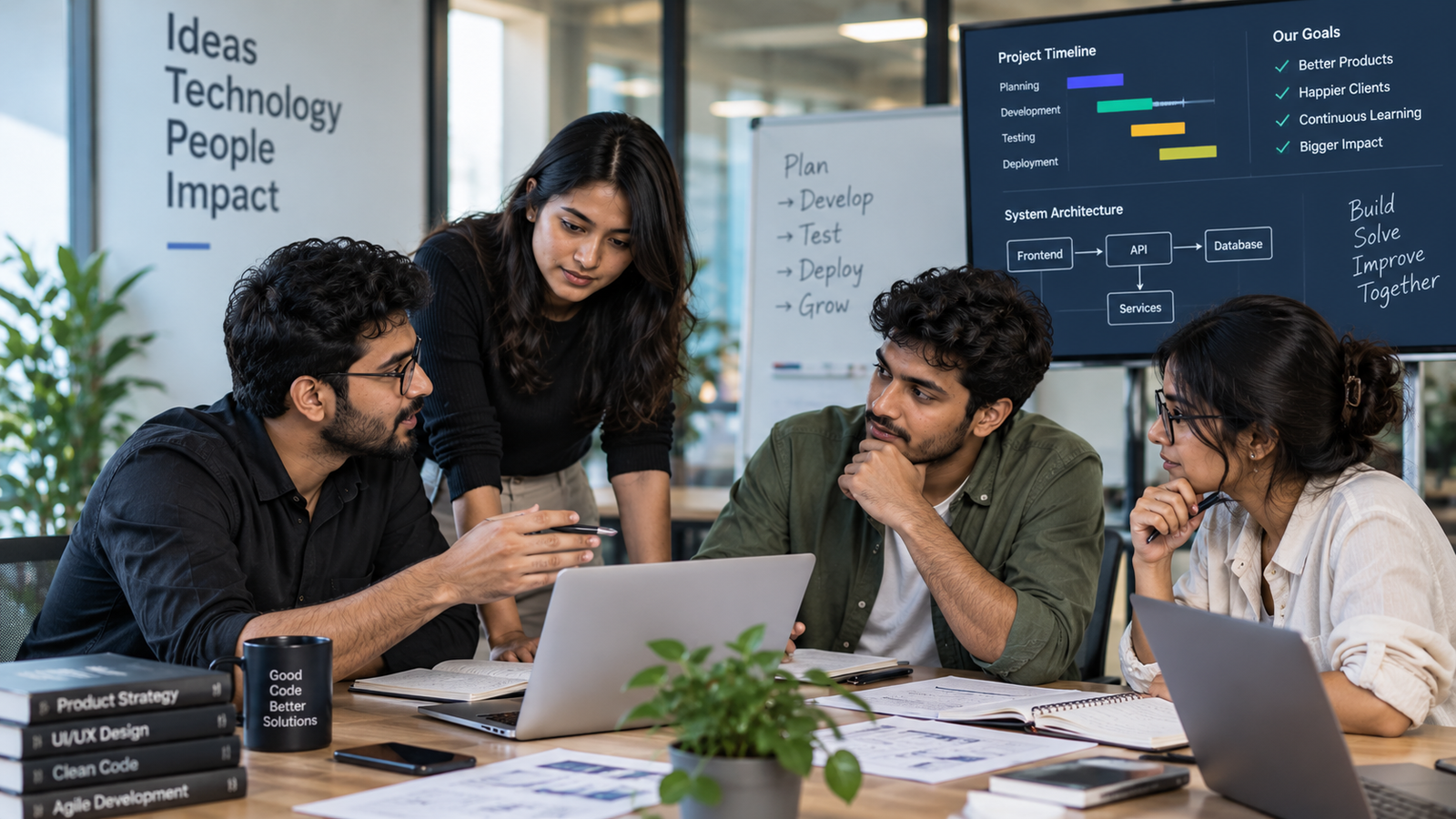 Team collaborating in the office