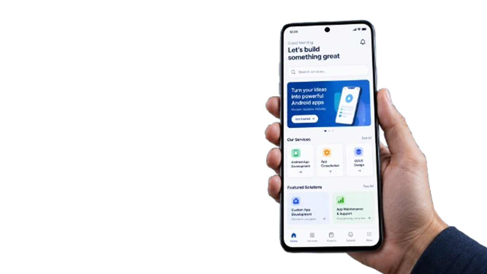 Modern Android application displayed on a smartphone